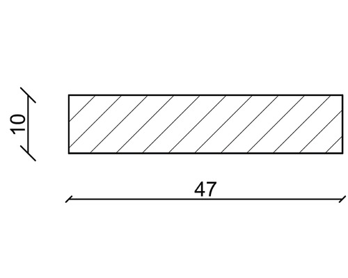 Technische Zeichnung eines Rechtecks mit den Maßen 10 mal 47