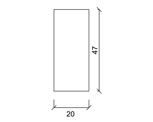 Abmessungen: 20 mal 47