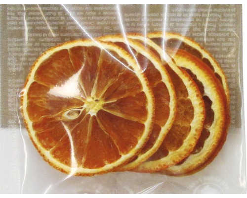 Verpackung mit getrockneten Orangenscheiben zur Dekoration