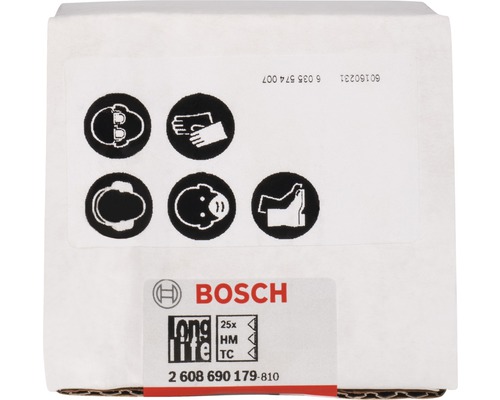 Bosch Verpackung mit Sicherheitshinweisen und Firmenlogo