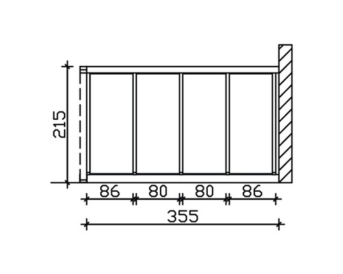 Technische Zeichnung eines Geländers mit Maßangaben
