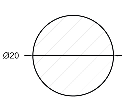 Technische Zeichnung eines Kreises mit Durchmesser 20