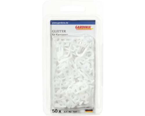 Gardinia Gleiter für Gardinenstangen, 50 Stück in Verpackung