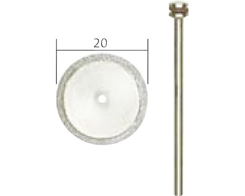 Diamanttrennscheibe mit 20 Millimeter Durchmesser und Schaft