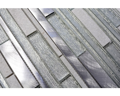 Mosaikfliese aus Glas und Naturstein