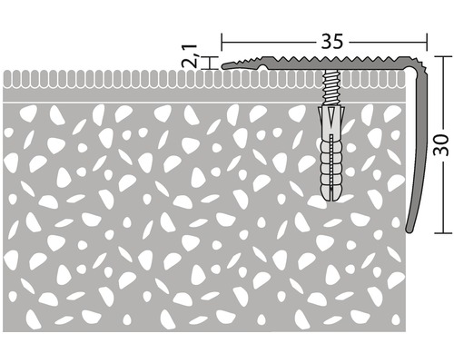 Illustration eines Treppenkantenprofils mit Maßangaben