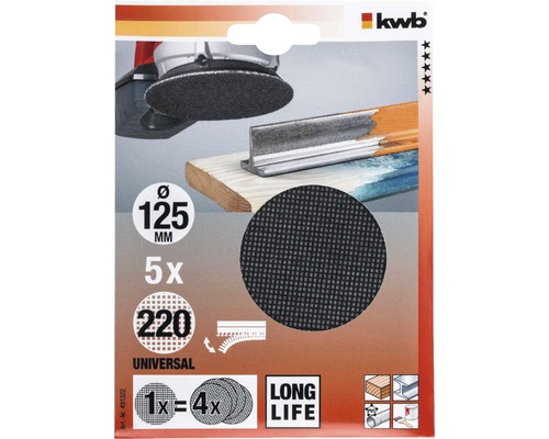 Klett-Schleifscheiben Set, Korngröße 220, Durchmesser 125 mm, 5 Stück