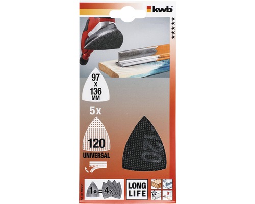 KWB Schleifblätter im Set, Körnung 120, Abmessungen 97x136 Millimeter