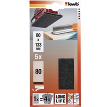 Kwb Schleifpapier 80 x 133 Millimeter, Fünferpackung für Schwingschleifer