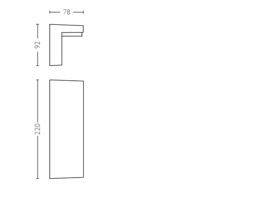 Technische Zeichnung mit den Maßen eines Möbelstücks