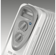 Detailansicht eines Ölradiators mit Temperaturregler