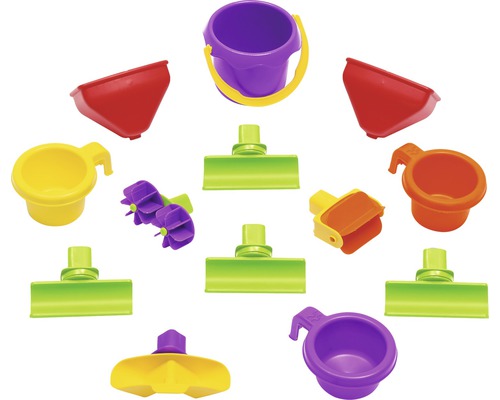 Sandkastenspielzeug-Set mit Eimer, Schaufel, Förmchen und weiterem Zubehör