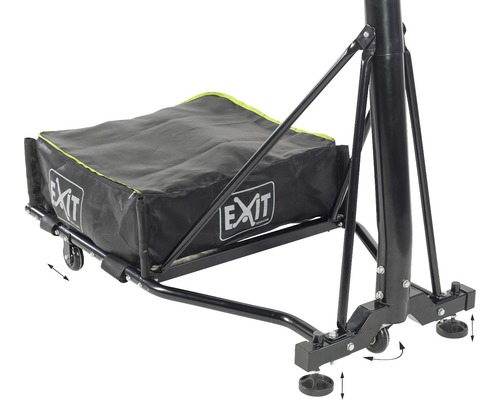 Detailansicht des Basketballständers mit mobilem Fuß und justierbaren Füßen.