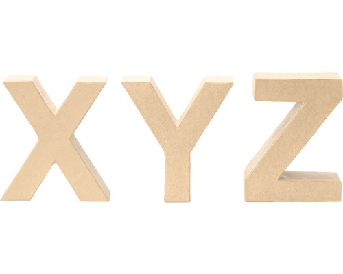 Holzbuchstaben X, Y und Z zur Dekoration
