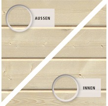 Außen- und Innenansicht einer Holzwand