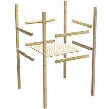 Holzkonstruktion für ein Gartenhaus aus Holzlatten und -pfosten