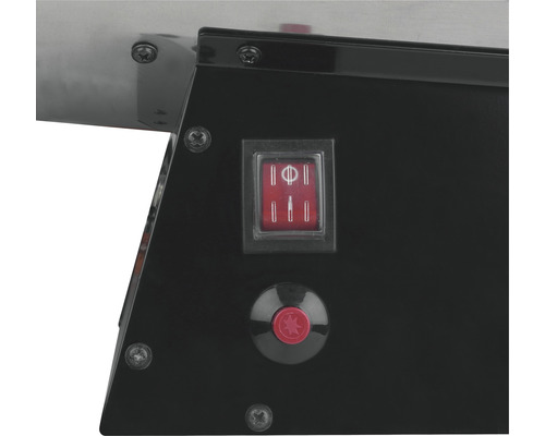 Nahaufnahme der Bedienelemente eines Geräts mit Schalter und Knopf