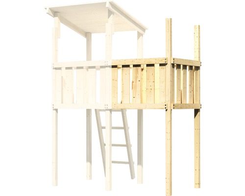 Holzspielhaus mit Leiter und Plattform