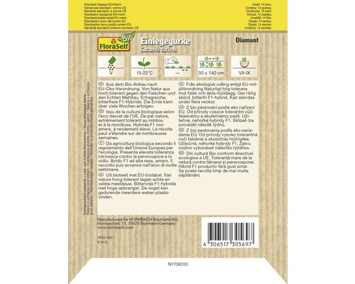 Samenpackung Einlegegurke Cucumis sativus Diamant