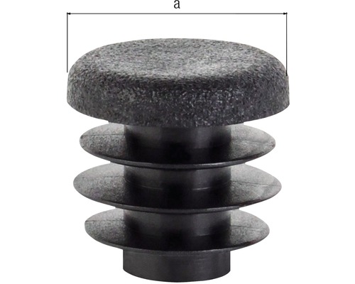 Rohrstopfen aus Kunststoff mit Rippen und Maßangabe