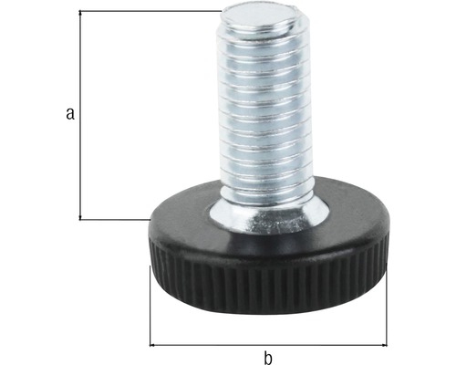 Verstellfuß mit Gewinde und schwarzem Tellerfuß