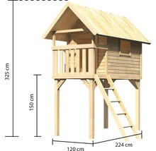 Holz-Spielhaus mit den Maßen 325 x 224 x 120 cm für den Garten