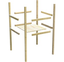 Holzkonstruktion mit Holzpfosten und Holzbrettern