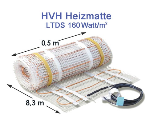 HVH Heizmatte, elektrische Fußbodenheizung, 0,5 Meter breit und 8,3 Meter lang