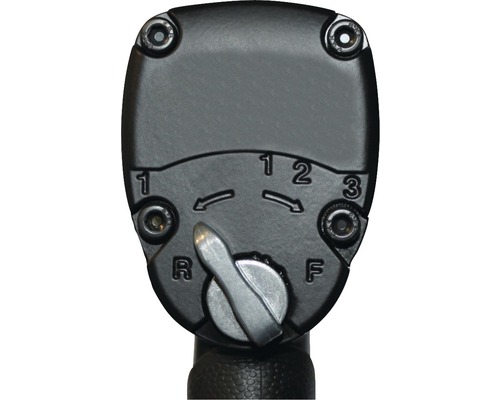 Detailansicht des Umschalters eines Schlagschraubers mit den Einstellungen für Drehmoment und Drehrichtung