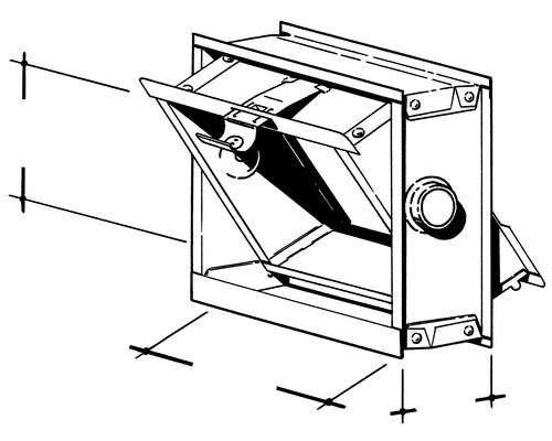 Illustration einer Klappe zur Wandmontage mit Entlüftungsfunktion