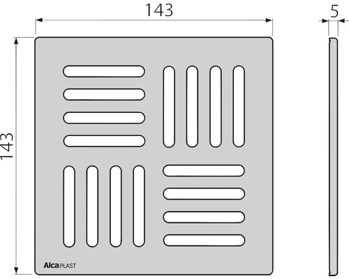 Alca Plast Duschablauf Abdeckung mit den Maßen 143 x 143 x 5 mm
