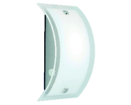 Gebogene Wandleuchte aus Glas und Metall