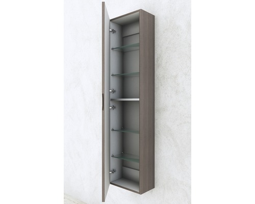 Offener, schmaler Badezimmer-Hängeschrank mit Glasböden