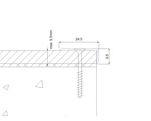 Technische Zeichnung eines Treppenkantenprofils mit Maßangaben