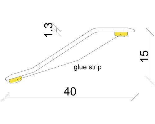 Profilleiste mit den Massangaben 40, 15 und 1,3 Millimeter