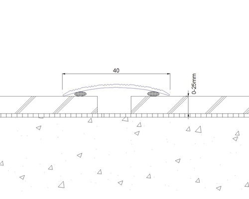 Skizze eines Übergangsprofils mit den Maßen 40 Millimeter Breite und 0 bis 25 Millimeter Höhe