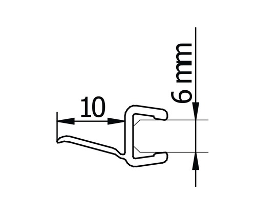 Technische Zeichnung eines Profils mit den Maßen 10 Millimeter und 6 Millimeter