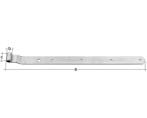 Ladenband Typ 6 gekröpfte Form, halbschwer, 500 x 13 x 40 mm, Edelstahl