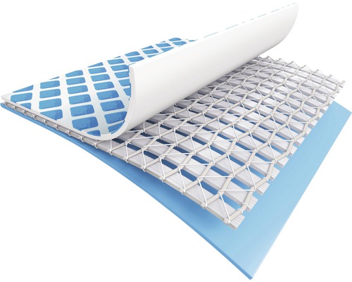 Mehrschichtiger Poolunterlage Aufbau mit verschiedenen Materialien und Texturen.