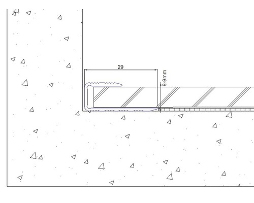 Skizze eines Treppenkantenprofils mit Maßangaben
