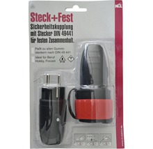 Schutzkontakt Gummikupplung 16A IP44 verriegelbar mit Schutzkontaktstecker schwarz