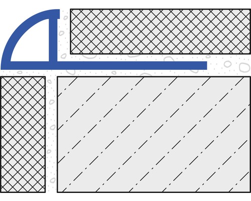 Schema einer Fliesenfuge mit Viertelkreisprofil