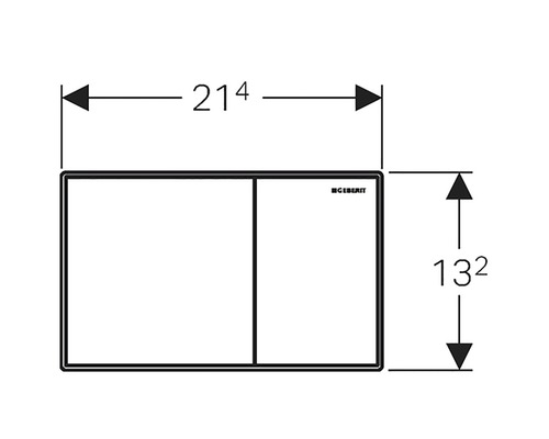 Geberit Betätigungsplatte mit den Maßen 214 mal 132 Millimeter