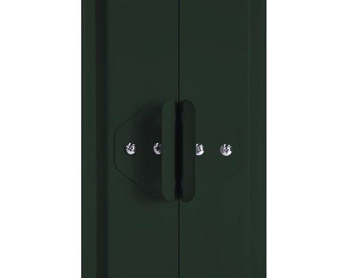 Detailansicht von Schranktüren mit Griffen und Schrauben.