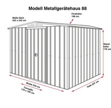 Metallgerätehaus GLOBEL Giebeldach 8x8 234x237 cm grün-thumb-4