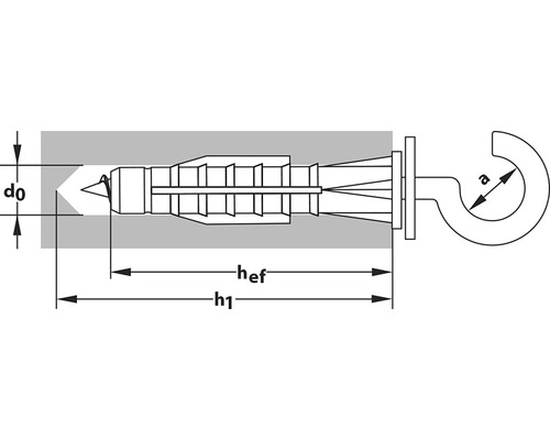 Abbildung einer Dübel-Zeichnung mit den Maßen