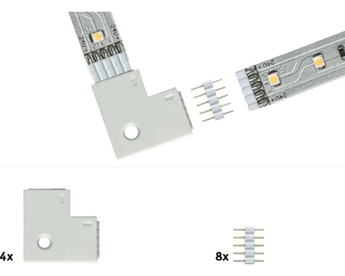 LED Streifen Verbinder Set mit Eckverbindern und Stiftverbindern