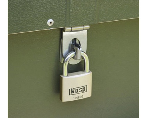 Vorhängeschloss von Kasp an einer Box