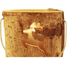 Übertopf aus Holz mit Hirschmotiv