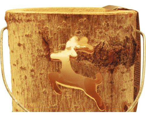 Übertopf aus Holz mit Hirschmotiv